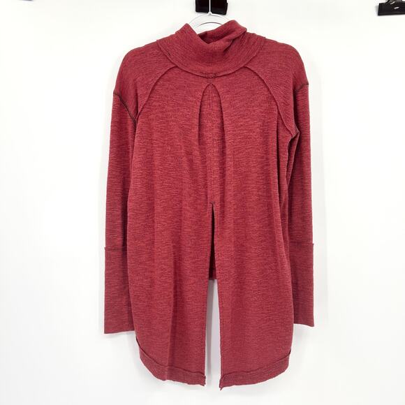 We The Free Free People Burnt Red Soft Turtleneck Tunic Top Split Back Womens XS - Picture 8 of 11